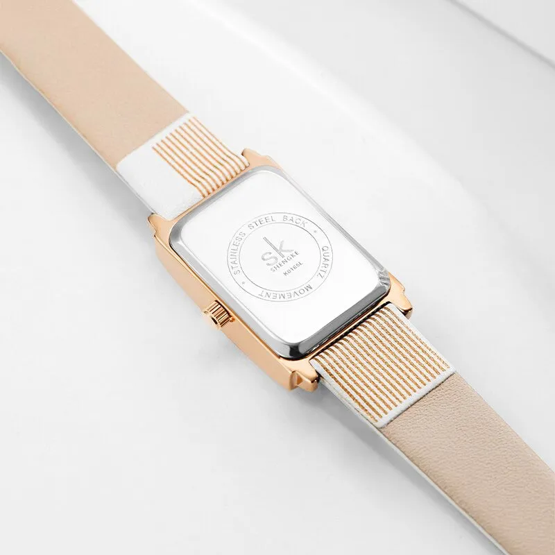 Classic Minimalist Trend Rectangle Case with Vegan Leather Strap Quartz Watches