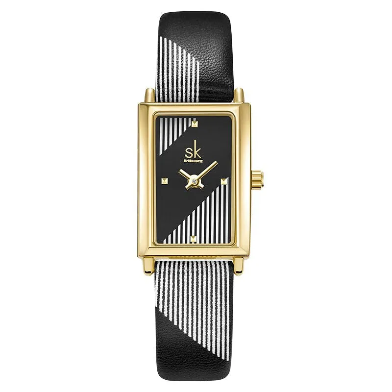 Classic Minimalist Trend Rectangle Case with Vegan Leather Strap Quartz Watches