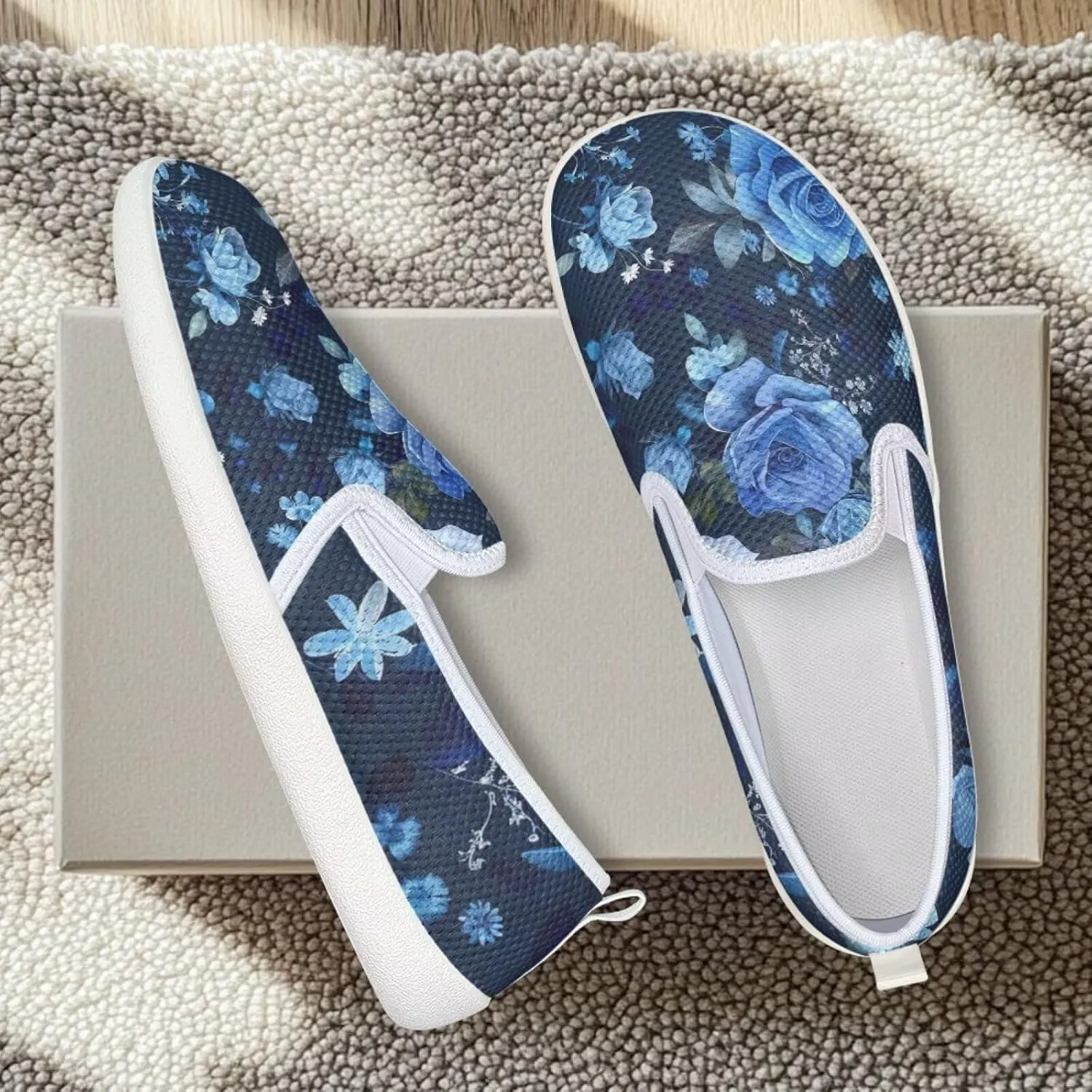 Comfy Walking Shoes for Women Slip On Casual Hand Free Flats Mesh Sneaker Breathable Gym Workout Running Dressy Wide Width Size 5.5-10.5