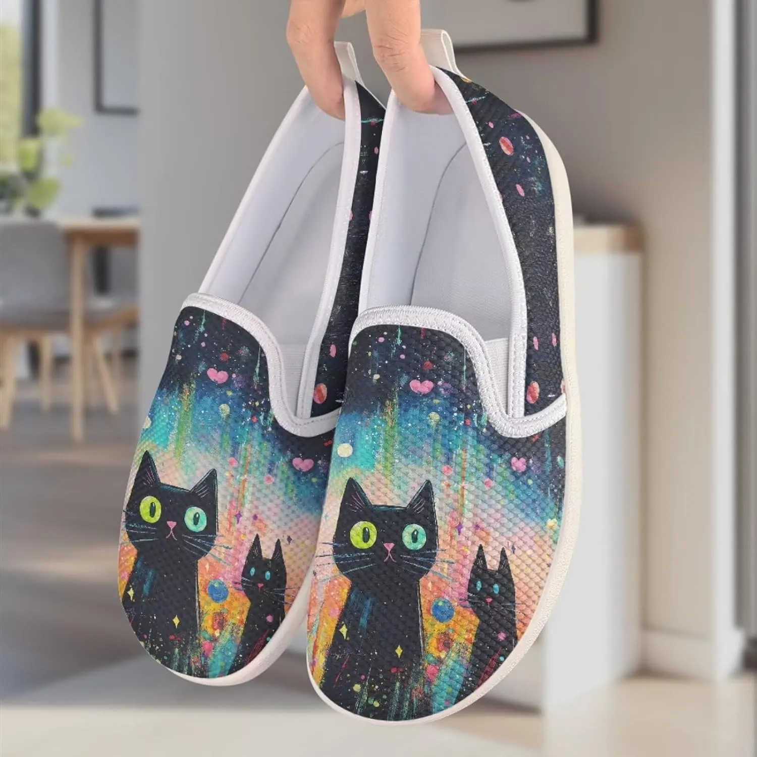 Comfy Walking Shoes for Women Slip On Casual Hand Free Flats Mesh Sneaker Breathable Gym Workout Running Dressy Wide Width Size 5.5-10.5