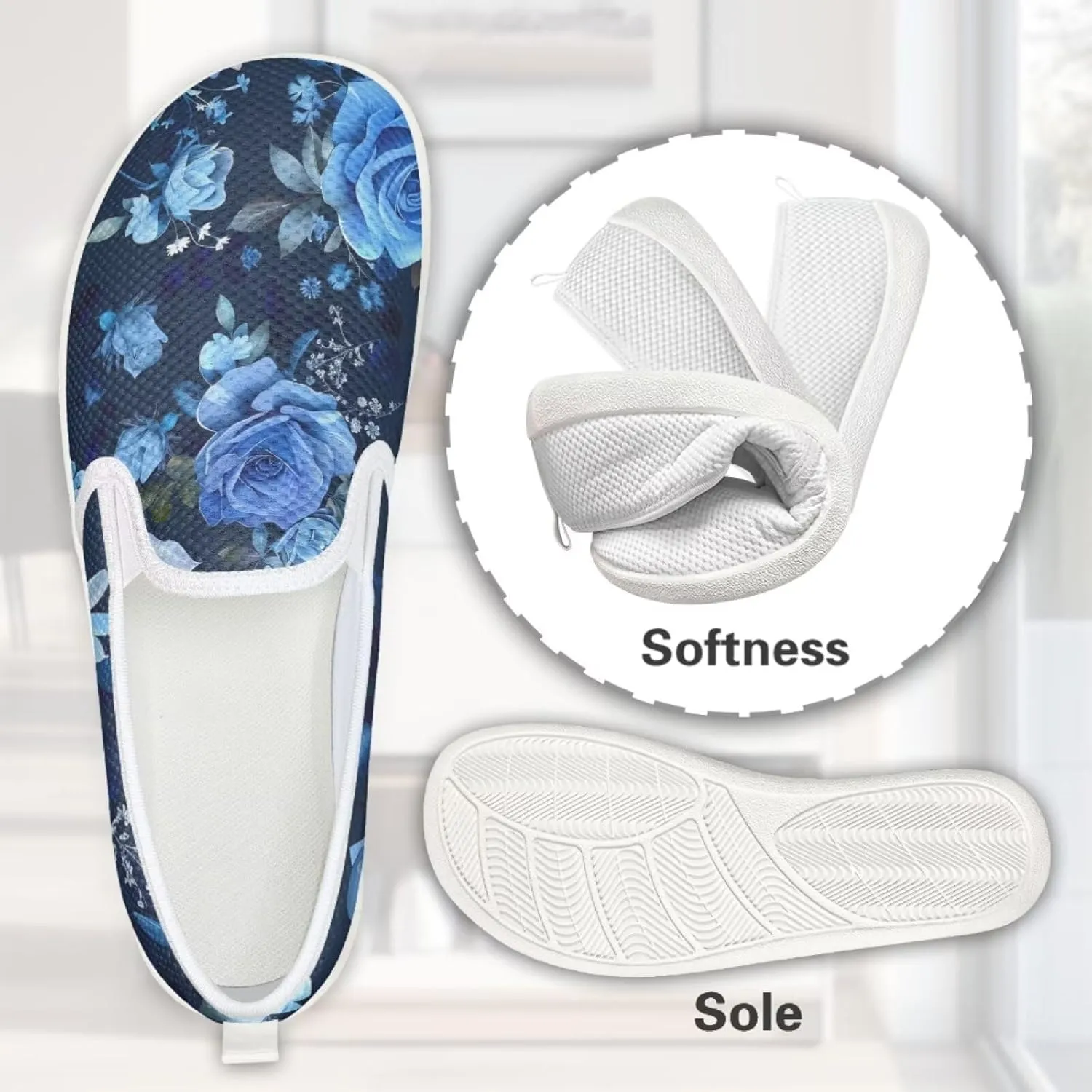 Comfy Walking Shoes for Women Slip On Casual Hand Free Flats Mesh Sneaker Breathable Gym Workout Running Dressy Wide Width Size 5.5-10.5