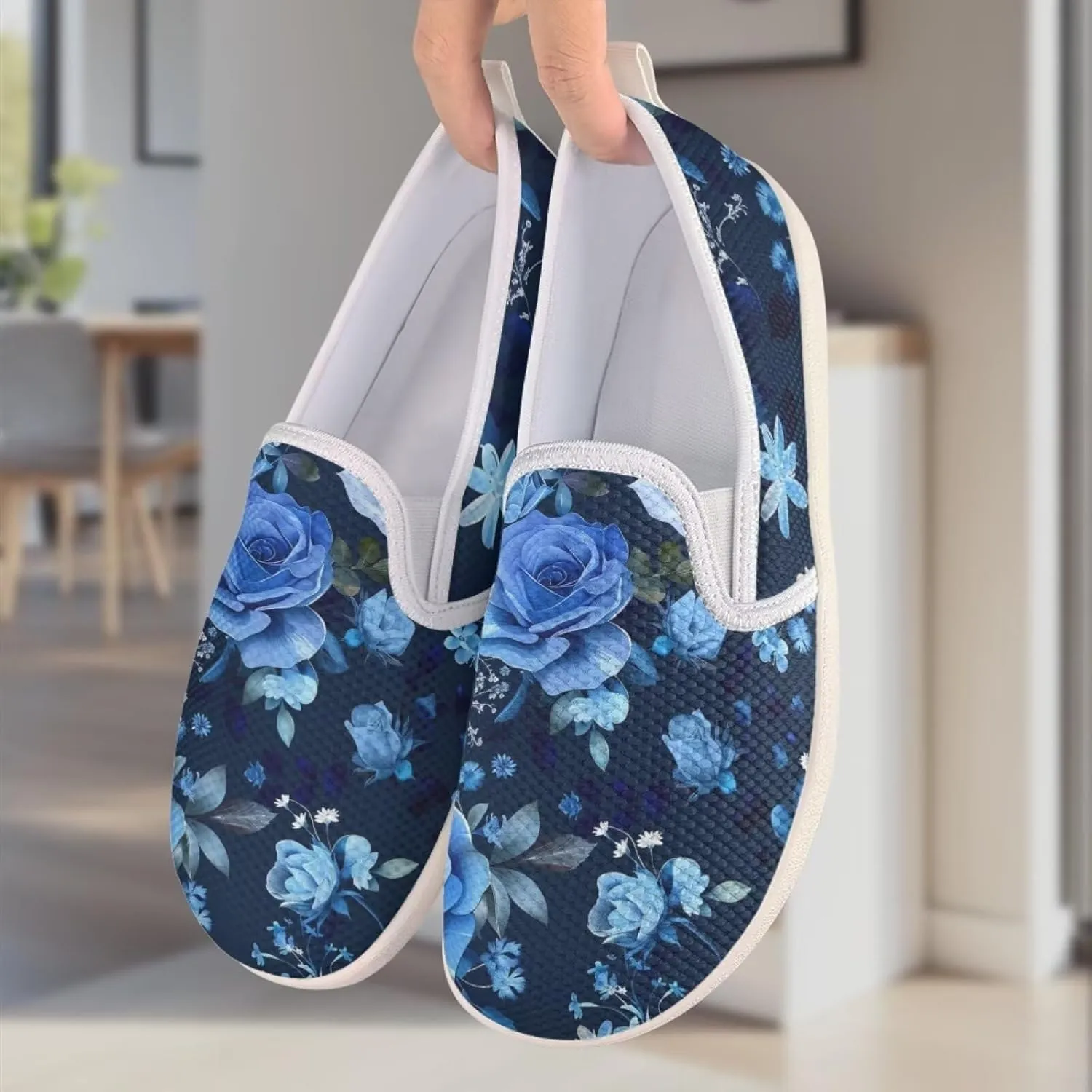 Comfy Walking Shoes for Women Slip On Casual Hand Free Flats Mesh Sneaker Breathable Gym Workout Running Dressy Wide Width Size 5.5-10.5