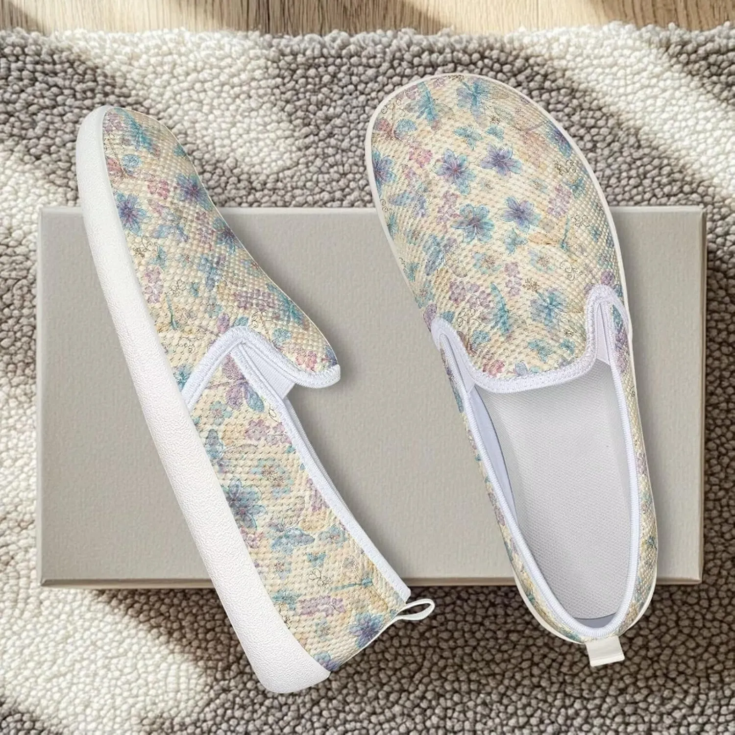 Comfy Walking Shoes for Women Slip On Casual Hand Free Flats Mesh Sneaker Breathable Gym Workout Running Dressy Wide Width Size 5.5-10.5