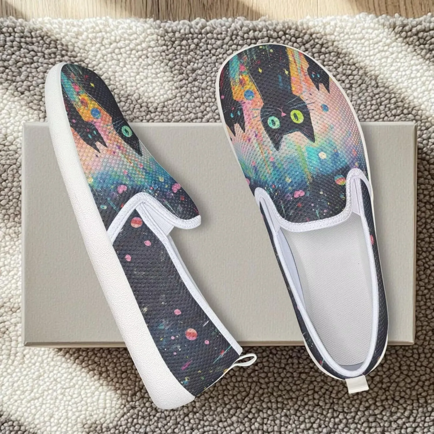 Comfy Walking Shoes for Women Slip On Casual Hand Free Flats Mesh Sneaker Breathable Gym Workout Running Dressy Wide Width Size 5.5-10.5