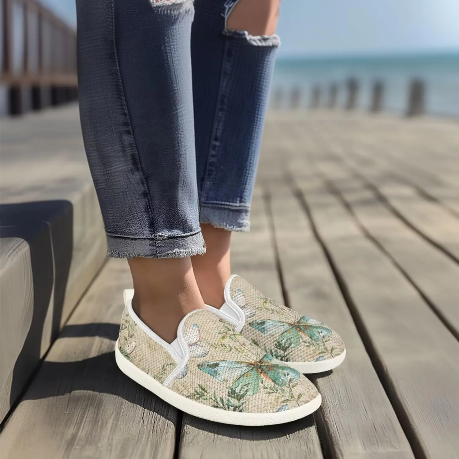 Comfy Walking Shoes for Women Slip On Casual Hand Free Flats Mesh Sneaker Breathable Gym Workout Running Dressy Wide Width Size 5.5-10.5