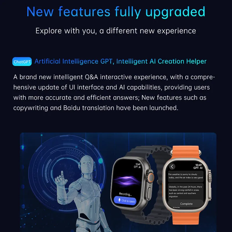 DaTeoy GS Ultra 2 Smart Watch, 2.13" AMOLED Display, OS 10, AOD, ChatGPT, GPS Track, IP68 Waterproof, Blood Pressure, Heart Rate, Sleep Monitor