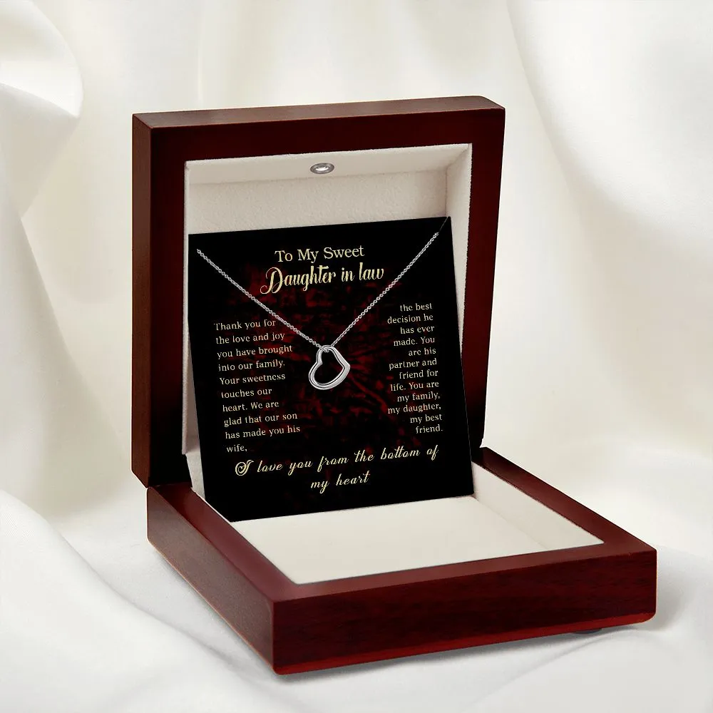 Daughter in Law Gift for Wedding, Gift for Daughter-in-law Simple Heart Necklace, White or Yellow Gold