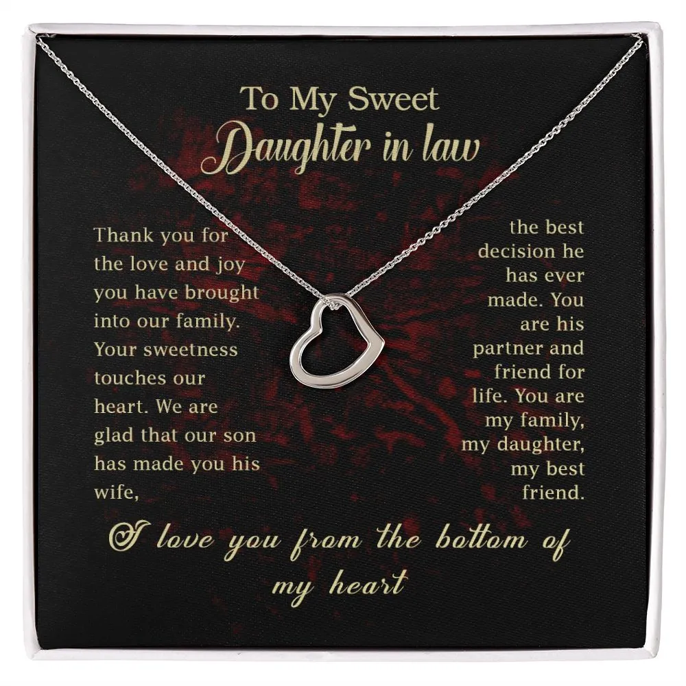 Daughter in Law Gift for Wedding, Gift for Daughter-in-law Simple Heart Necklace, White or Yellow Gold
