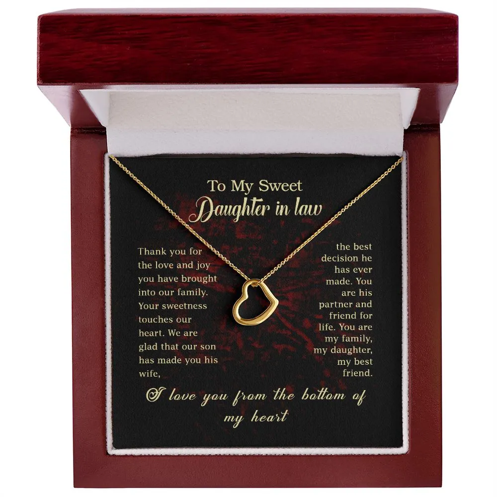 Daughter in Law Gift for Wedding, Gift for Daughter-in-law Simple Heart Necklace, White or Yellow Gold