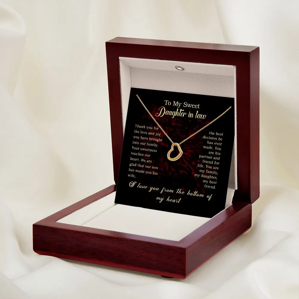 Daughter in Law Gift for Wedding, Gift for Daughter-in-law Simple Heart Necklace, White or Yellow Gold