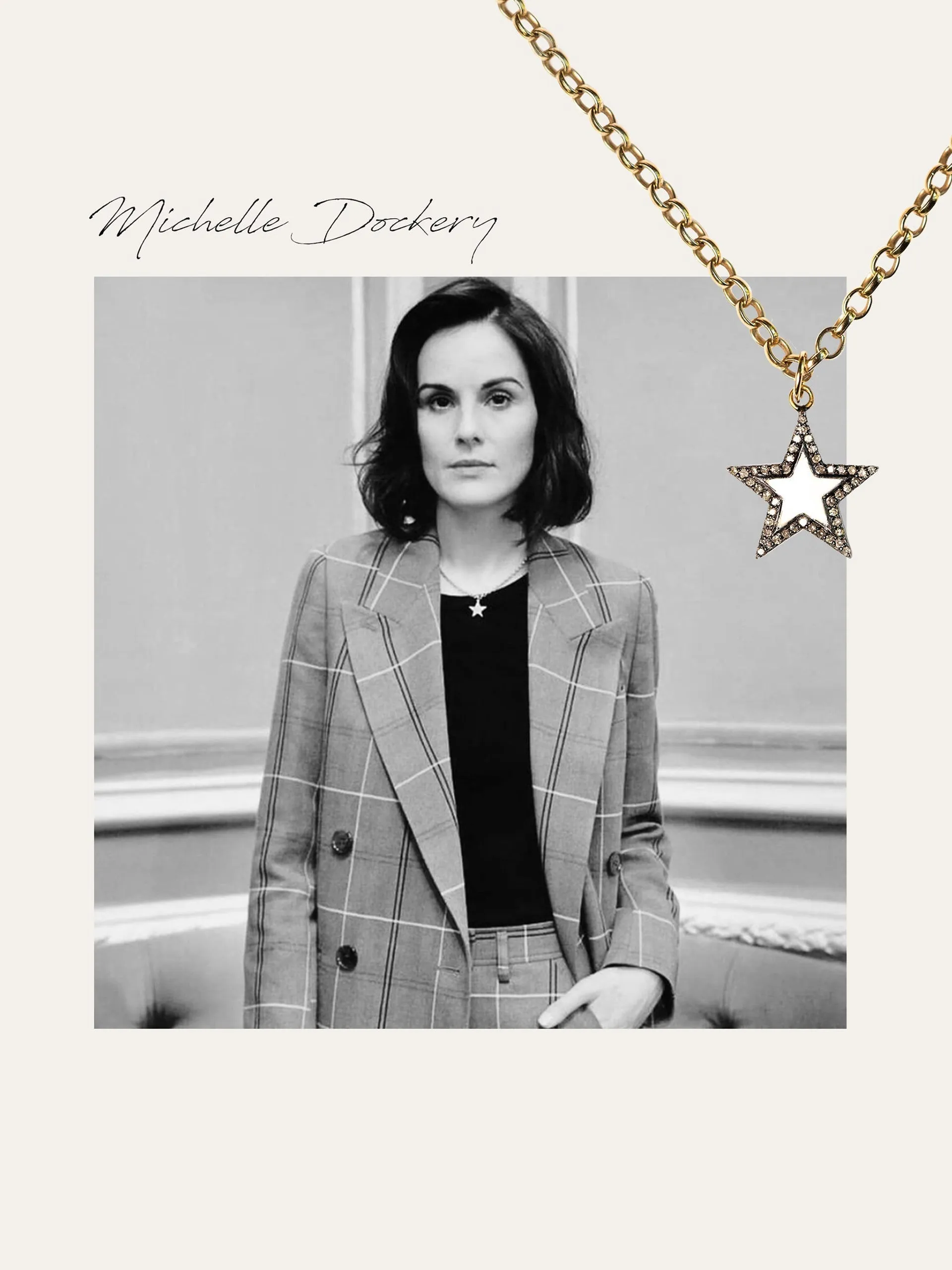 Diamond and white enamel chunky star necklace