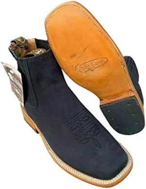 Dona Michi MENS BOTIN COWBOY LEATHER RODEO SLIP ON ANKLE SQUARE TOE BOOTS