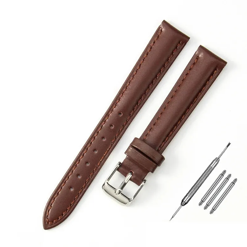 Durable Genuine Leather Watch Strap (10mm, 12mm, 14mm, 16mm, 18mm)