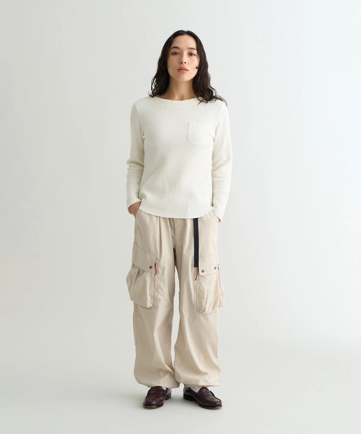 ECO HYBRID WAFFLE B.NECK L/S TEE W(WOMEN)