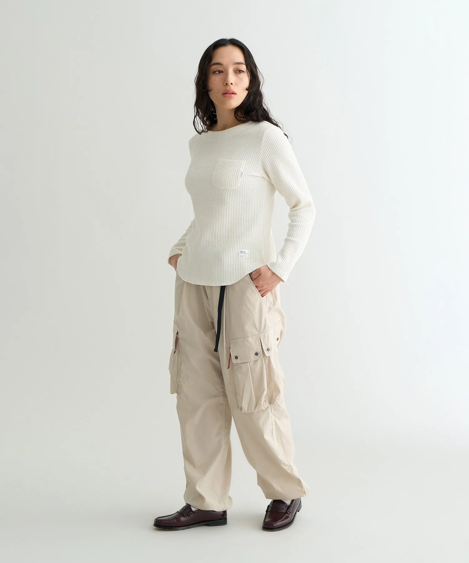 ECO HYBRID WAFFLE B.NECK L/S TEE W(WOMEN)