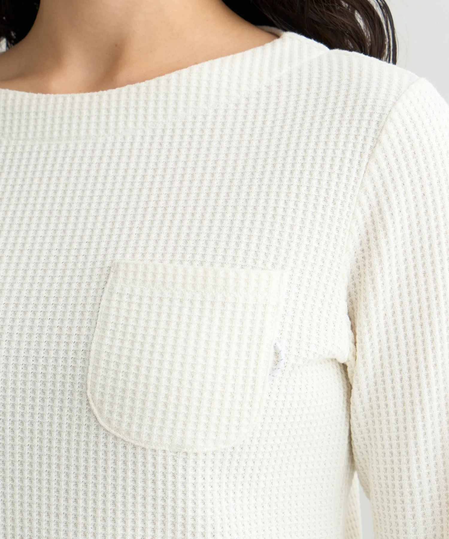 ECO HYBRID WAFFLE B.NECK L/S TEE W(WOMEN)