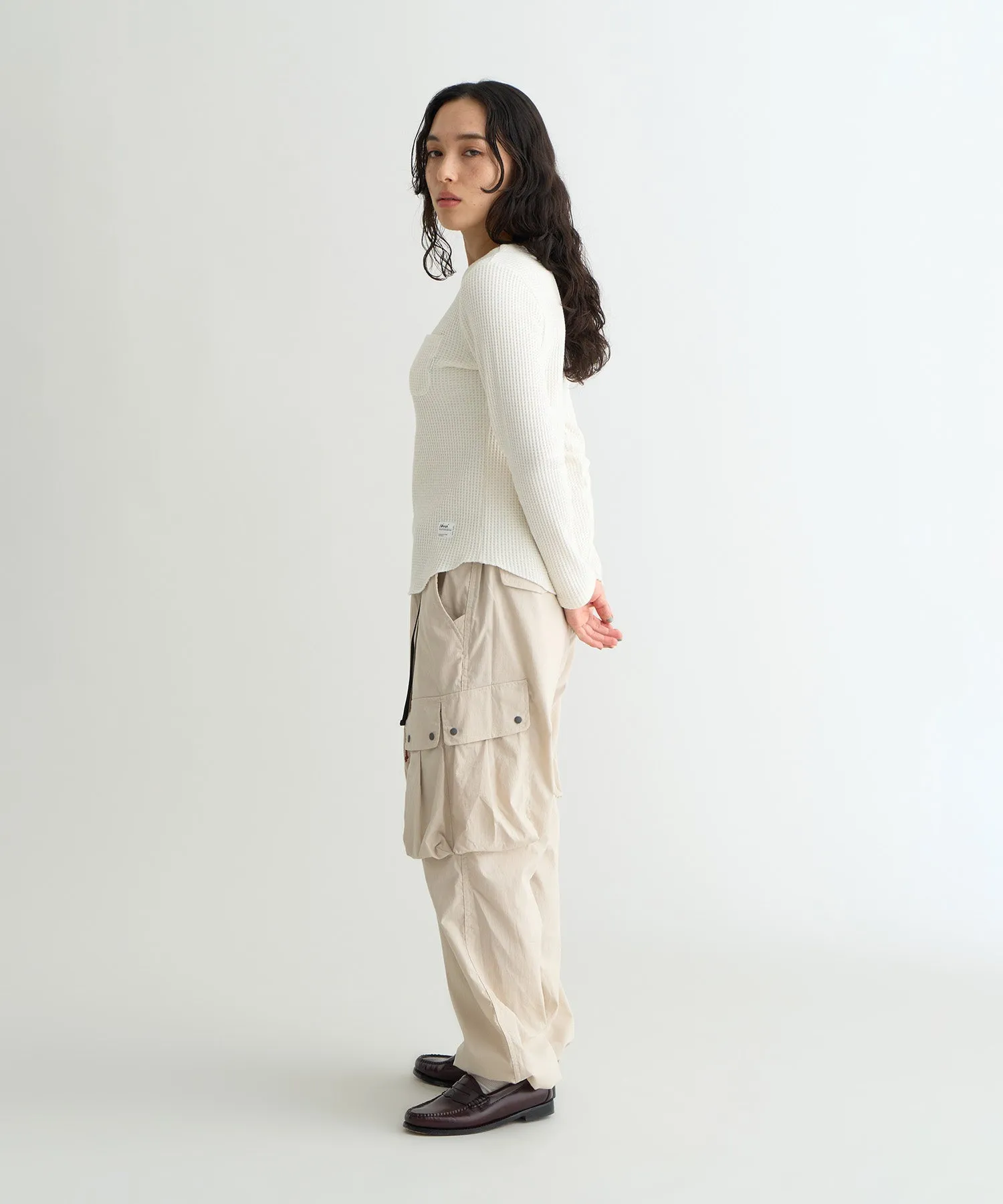 ECO HYBRID WAFFLE B.NECK L/S TEE W(WOMEN)