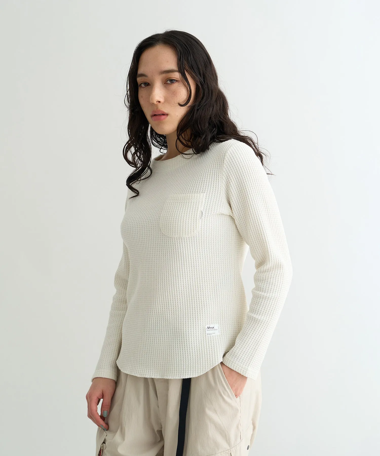 ECO HYBRID WAFFLE B.NECK L/S TEE W(WOMEN)