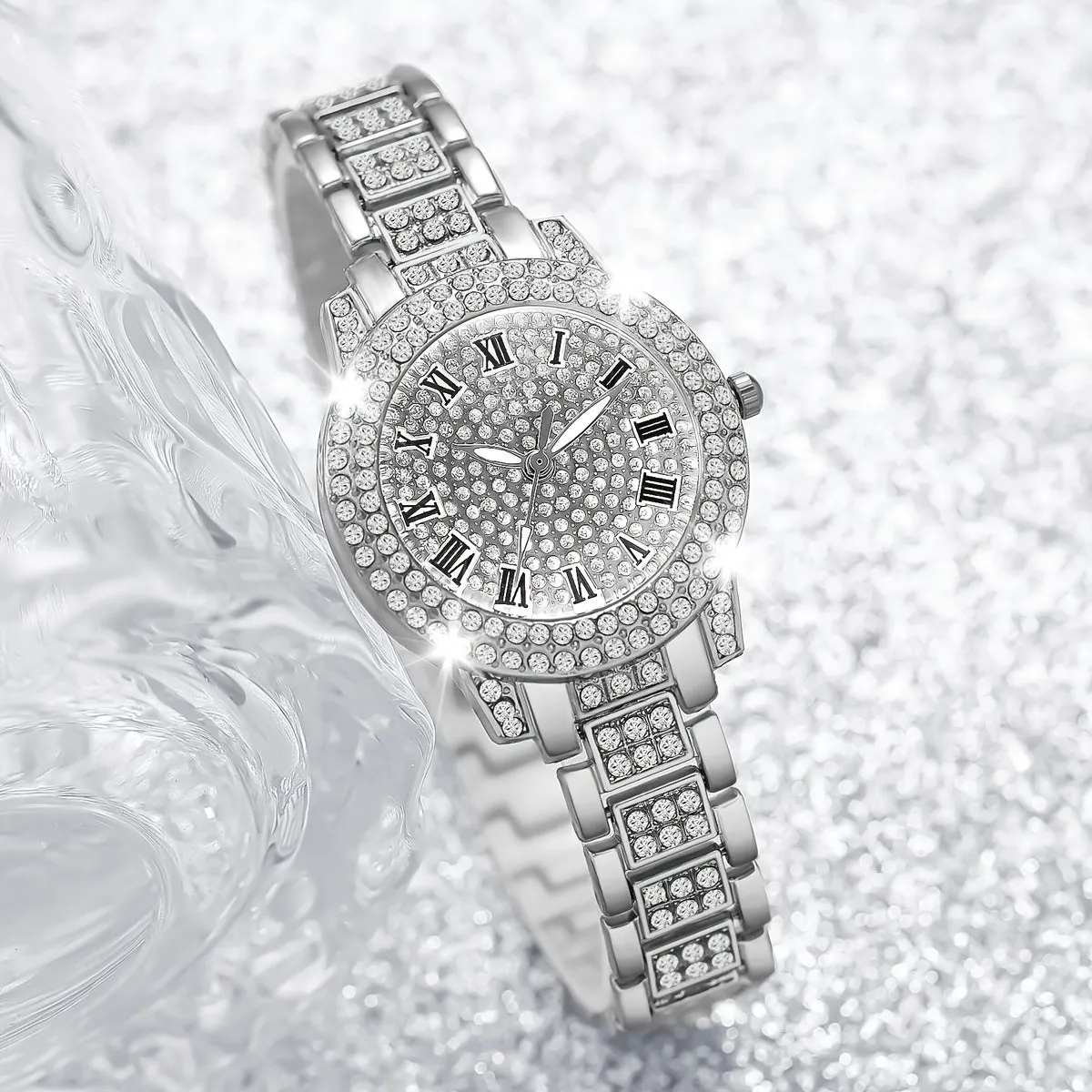 Elegant Womens Quartz Watch  Heart Bracelet Set