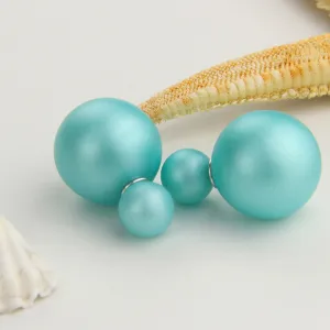 Free delivery 2017 double circuit face imitation pearl stud  lady earring face dual two-lane wear big earrings colorful