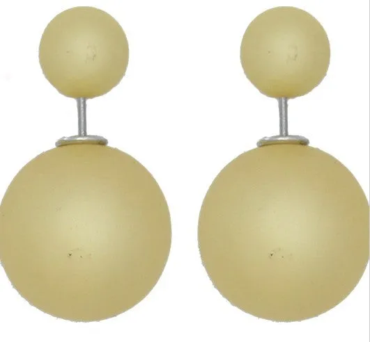 Free delivery 2017 double circuit face imitation pearl stud  lady earring face dual two-lane wear big earrings colorful