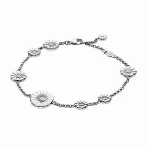 Georg Jensen Silver & White Enamel Daisy Bracelet