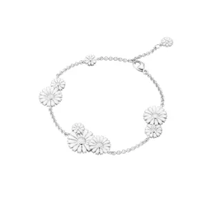 Georg Jensen Silver and Enamel Daisy Bracelet