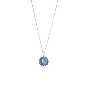 Georg Jensen Silver Blue Enamel Daisy Necklace