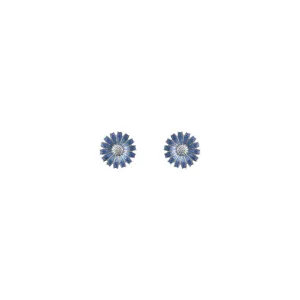 Georg Jensen Silver Blue Enamel Daisy Stud Earrings