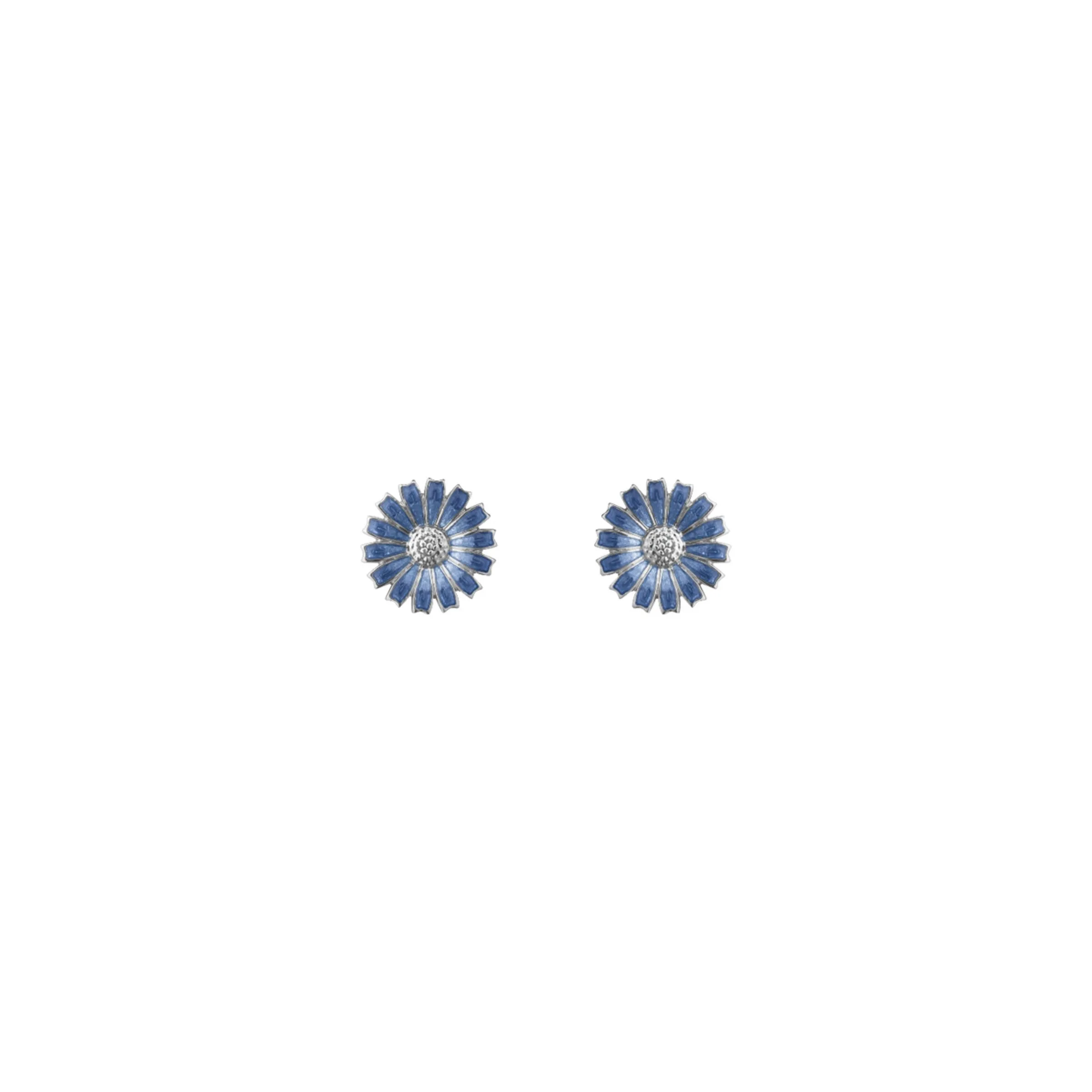 Georg Jensen Silver Blue Enamel Daisy Stud Earrings