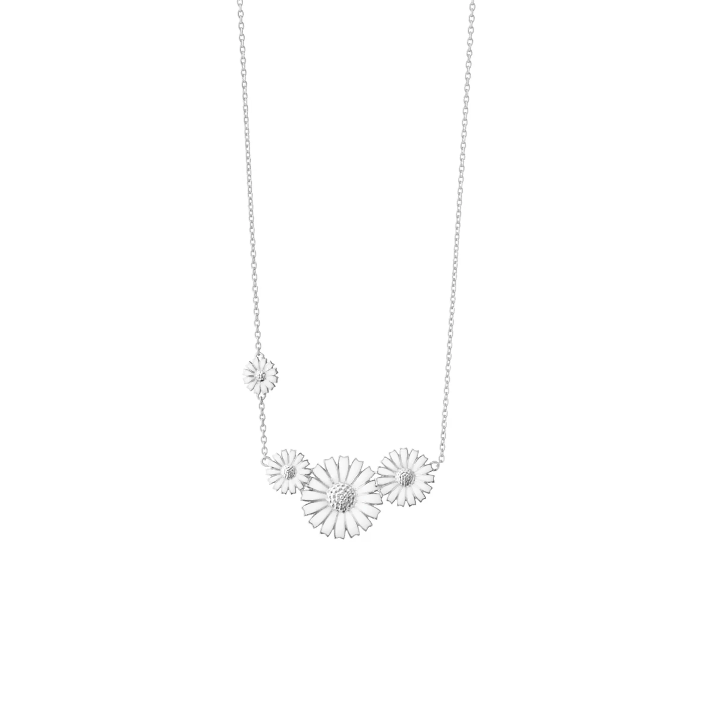 Georg Jensen Silver Enamel Daisy Necklace