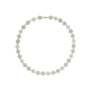 Georg Jensen Silver Green Enamel Daisy Necklace