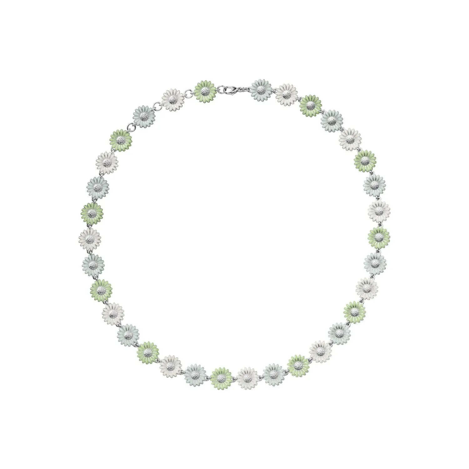 Georg Jensen Silver Green Enamel Daisy Necklace