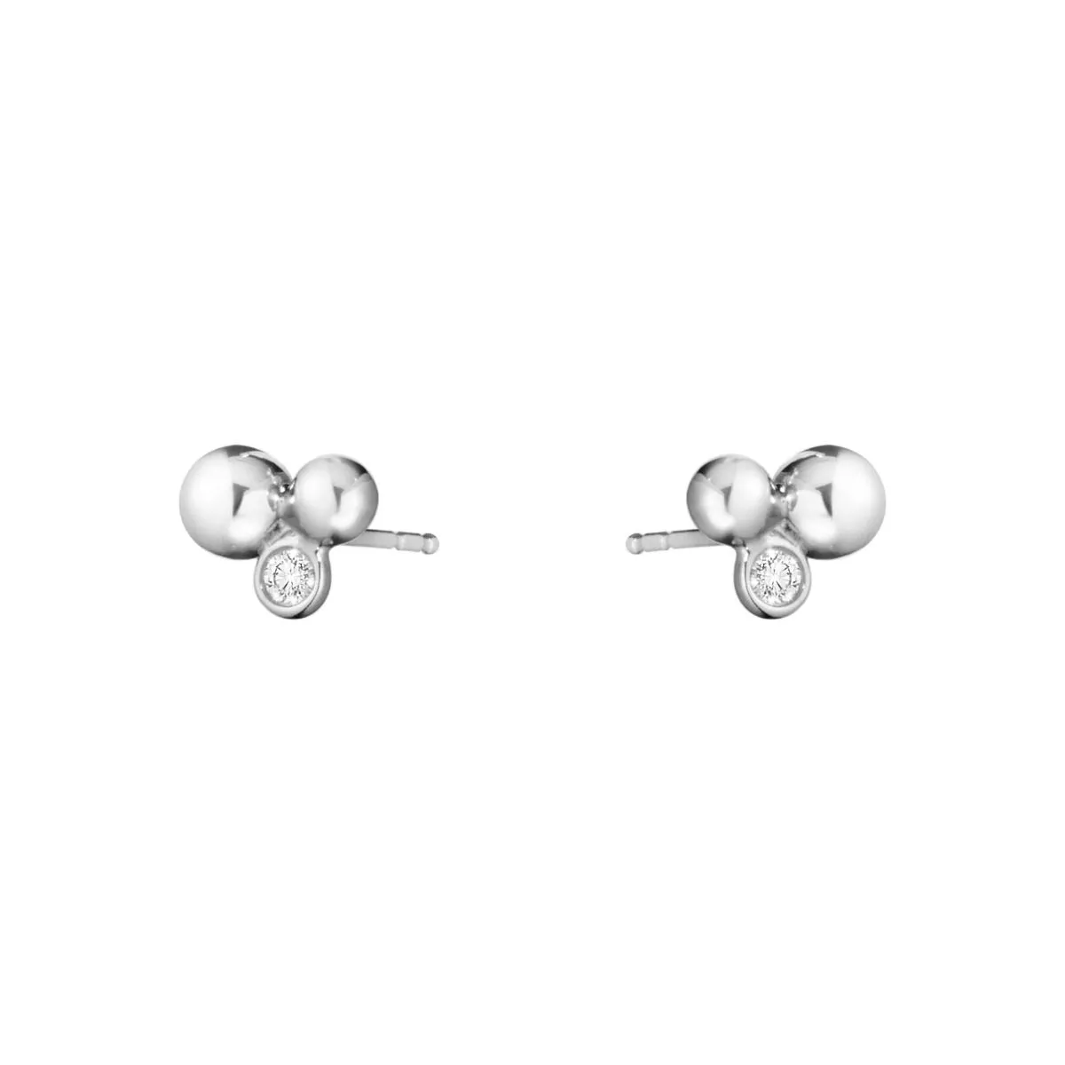 Georg Jensen Silver Moonlight Grapes Diamond Stud Earrings