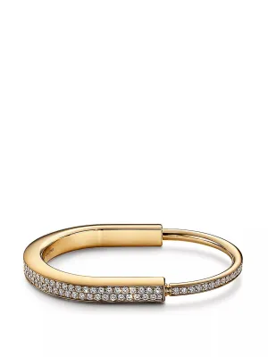 Gold pavé diamond Lock bangle