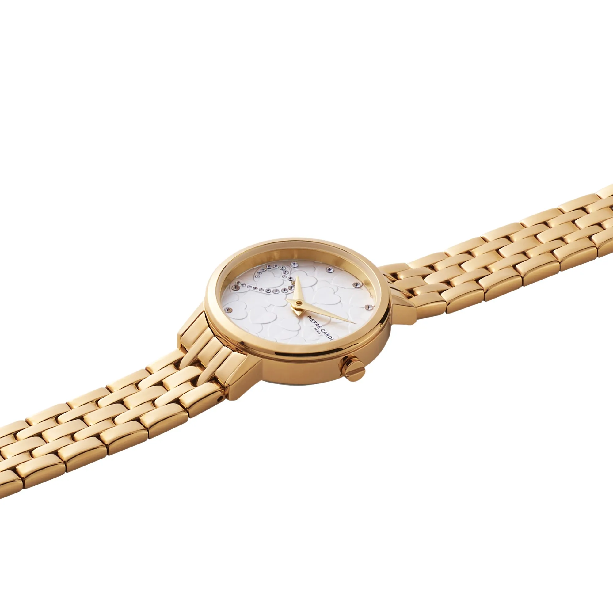 Goutte d'Or Valentines Ladies Gold Watch with White Mother of Pearl Dial and Bracelet
