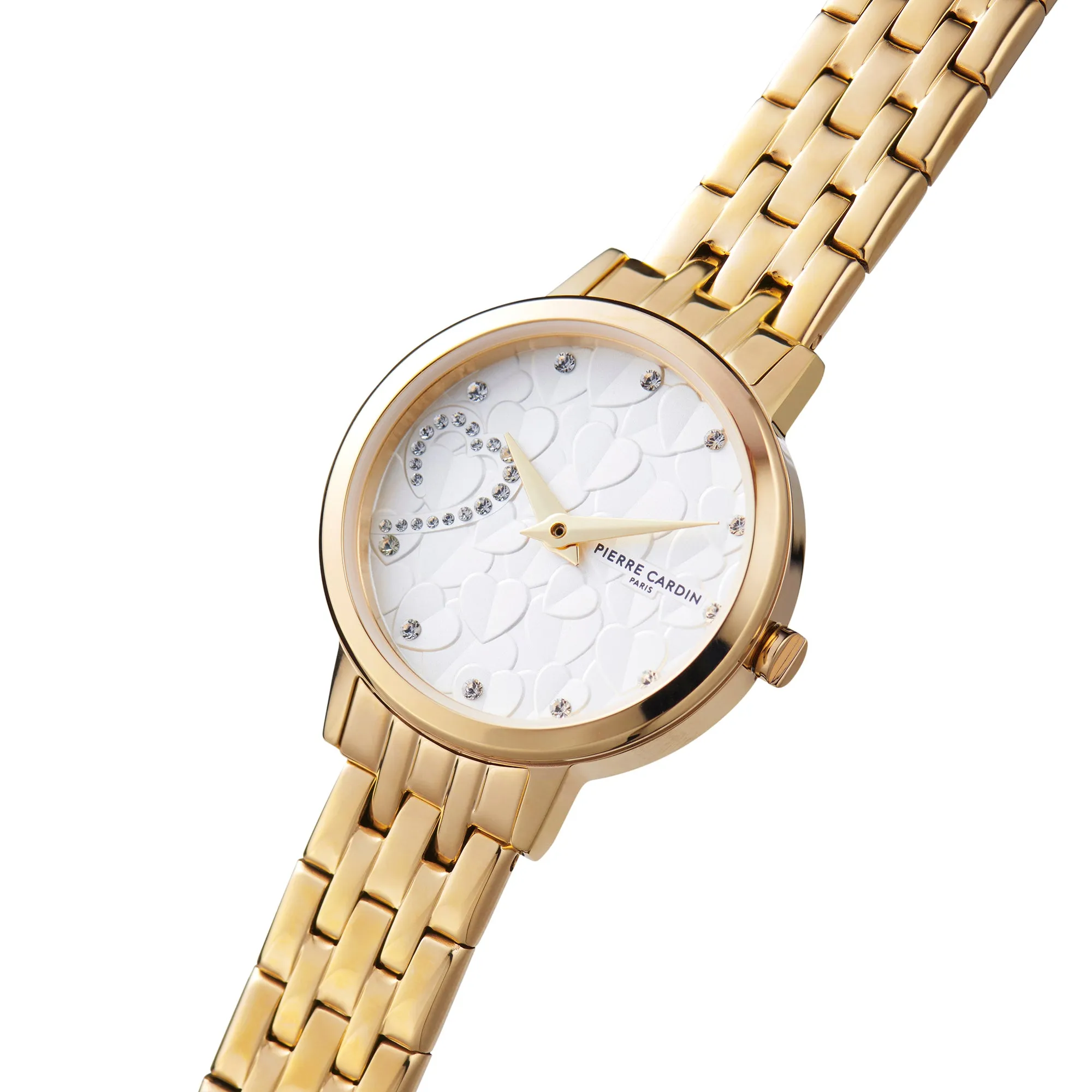 Goutte d'Or Valentines Ladies Gold Watch with White Mother of Pearl Dial and Bracelet