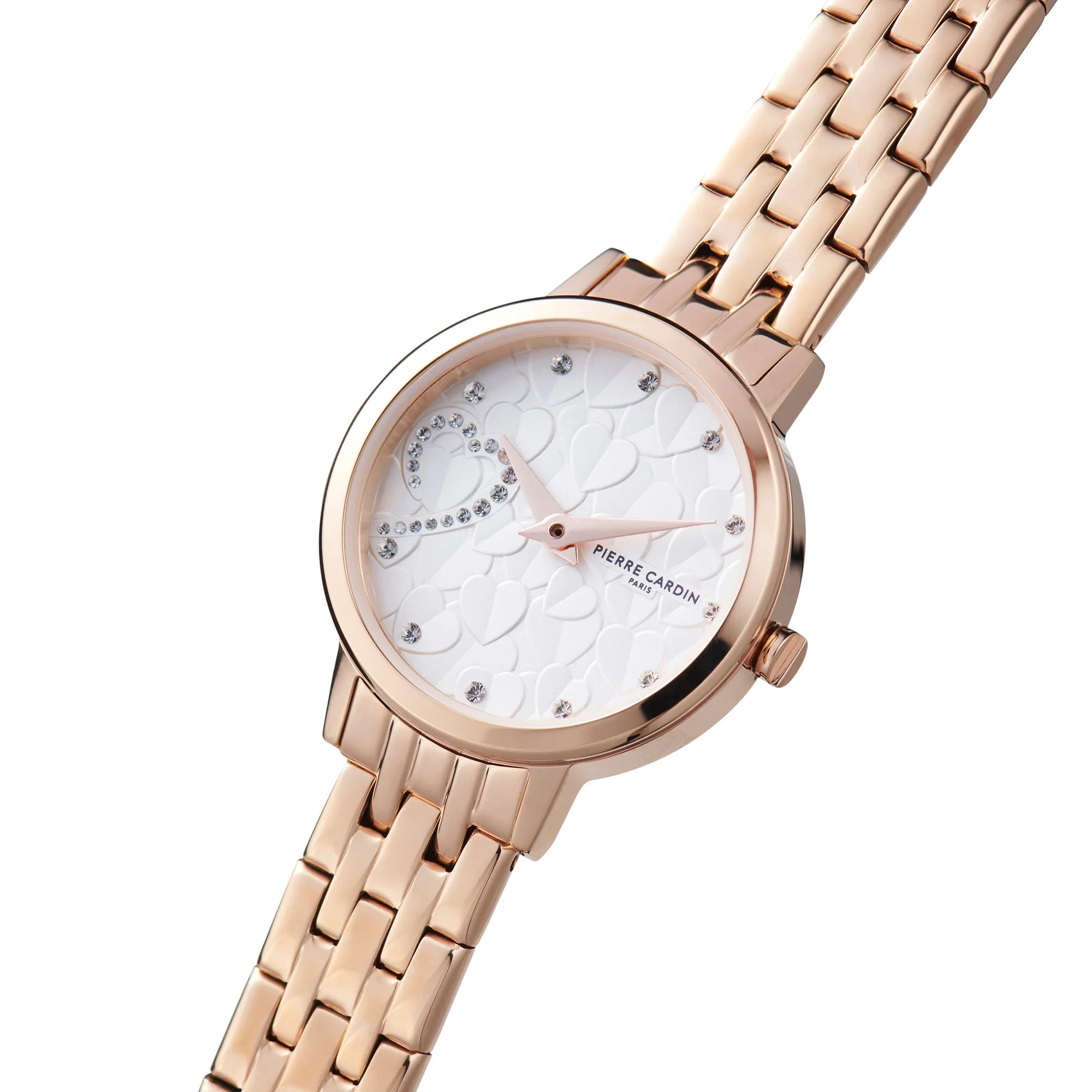Goutte d'Or Valentines Ladies Rose Gold Watch with White Mother of Pearl Dial and Bracelet