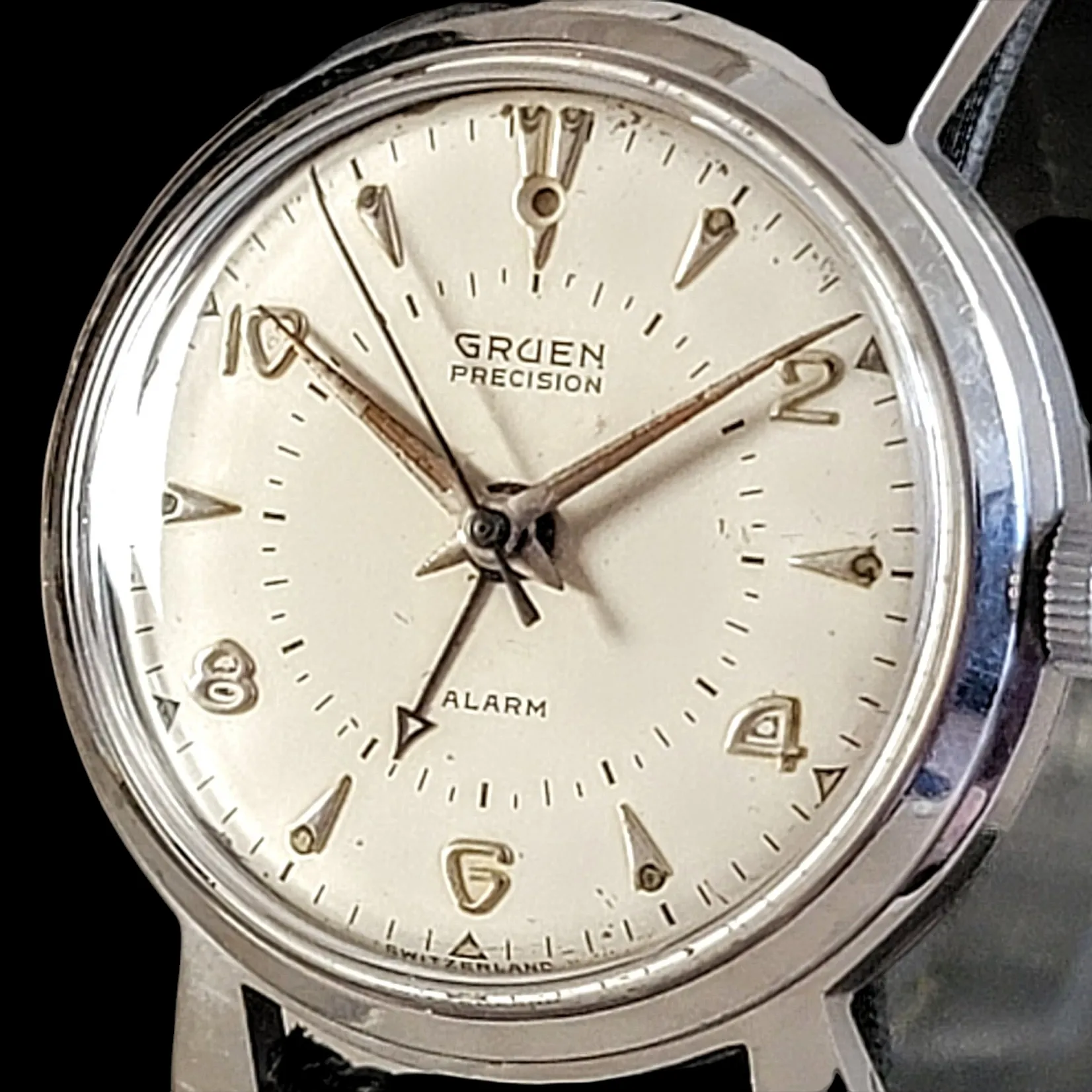 GRUEN Precision Alarm Wristwatch Ref. 910SS Cal. Langendorf 1244