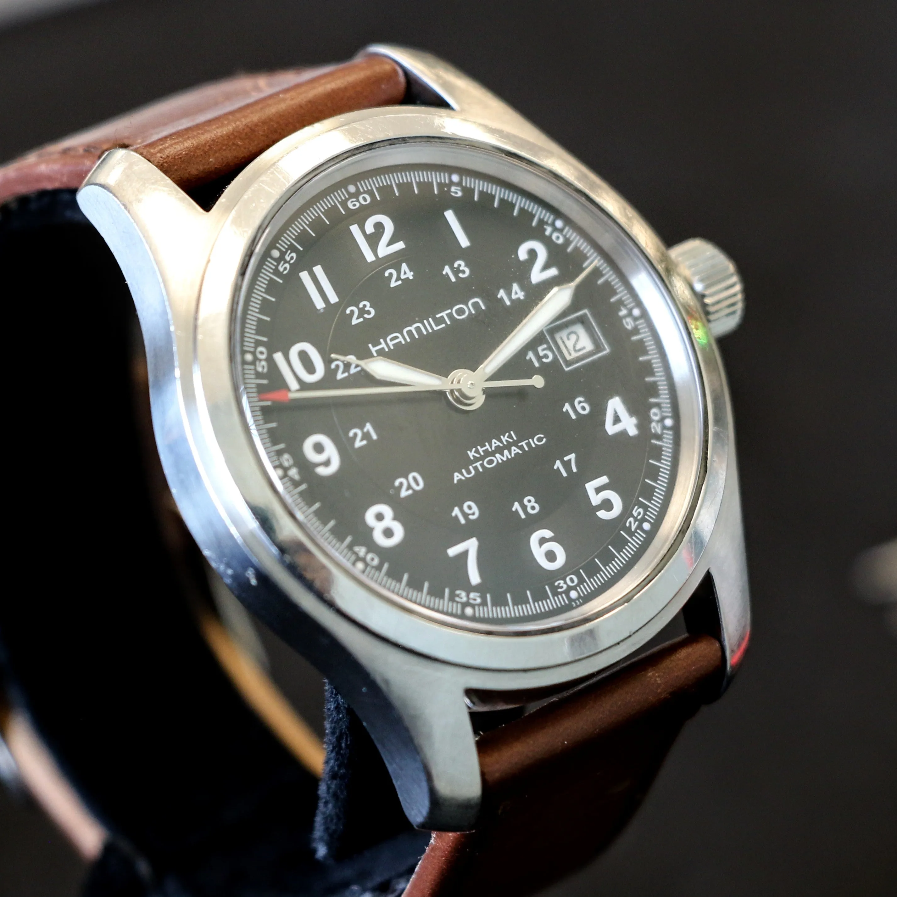 HAMILTON Khaki Field Automatic 42mm Watch H705450 ETA 2824-2 24-Hour Dial Wristwatch