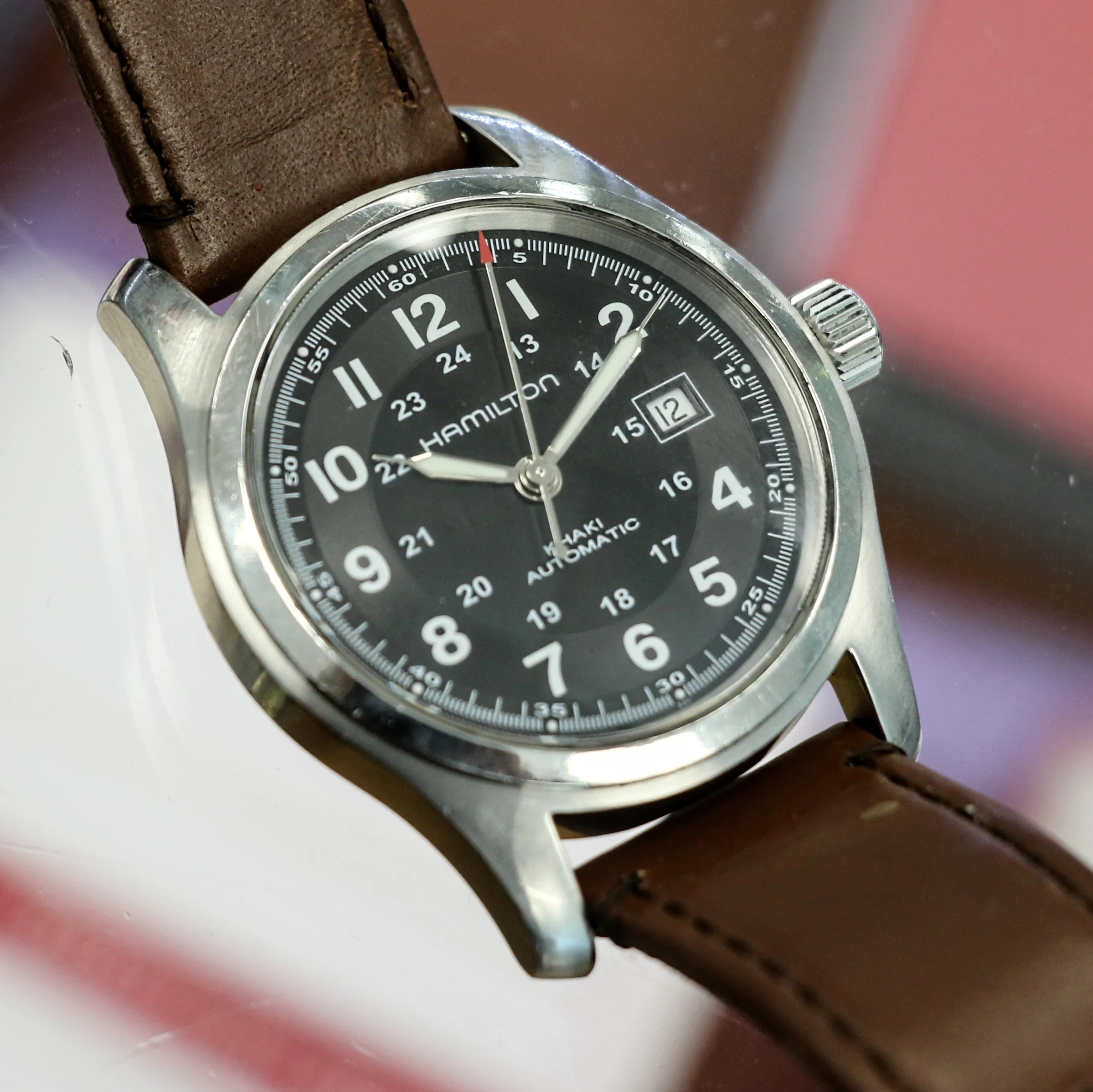 HAMILTON Khaki Field Automatic 42mm Watch H705450 ETA 2824-2 24-Hour Dial Wristwatch
