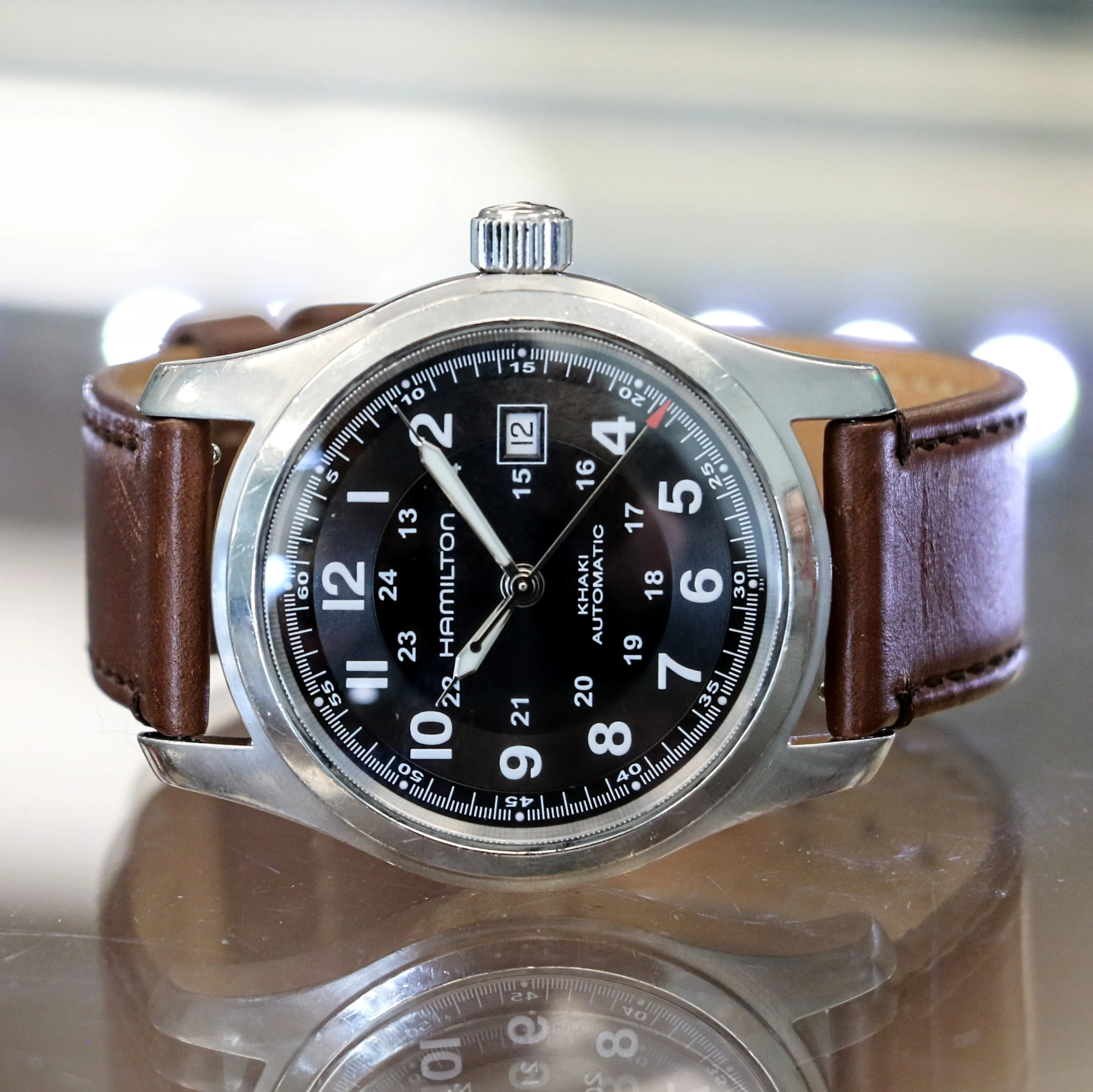HAMILTON Khaki Field Automatic 42mm Watch H705450 ETA 2824-2 24-Hour Dial Wristwatch
