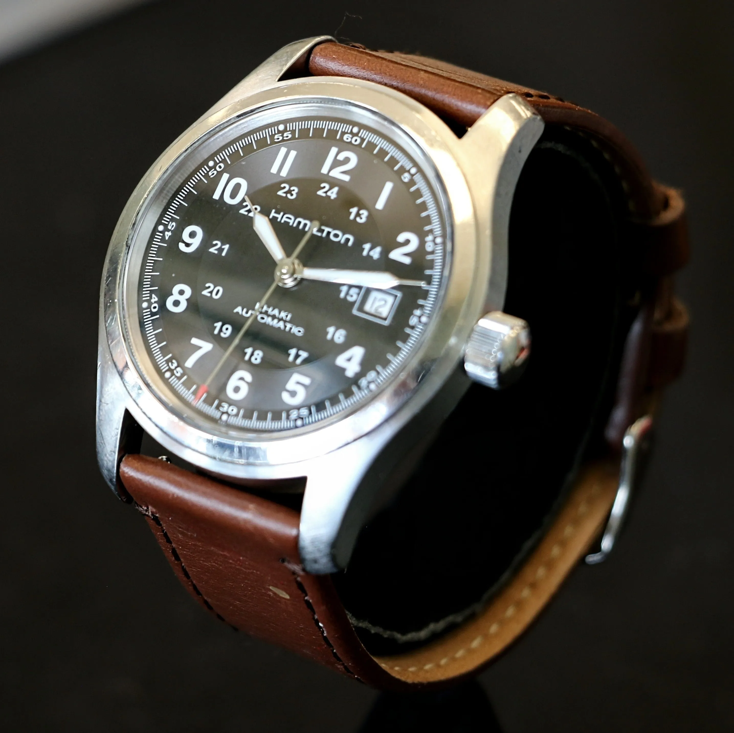 HAMILTON Khaki Field Automatic 42mm Watch H705450 ETA 2824-2 24-Hour Dial Wristwatch