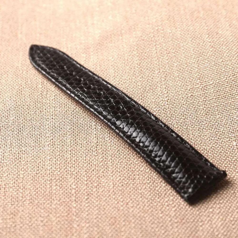 Handmade Lizard Leather Strap – 18MM, 20MM, 22MM Black Vintage Style