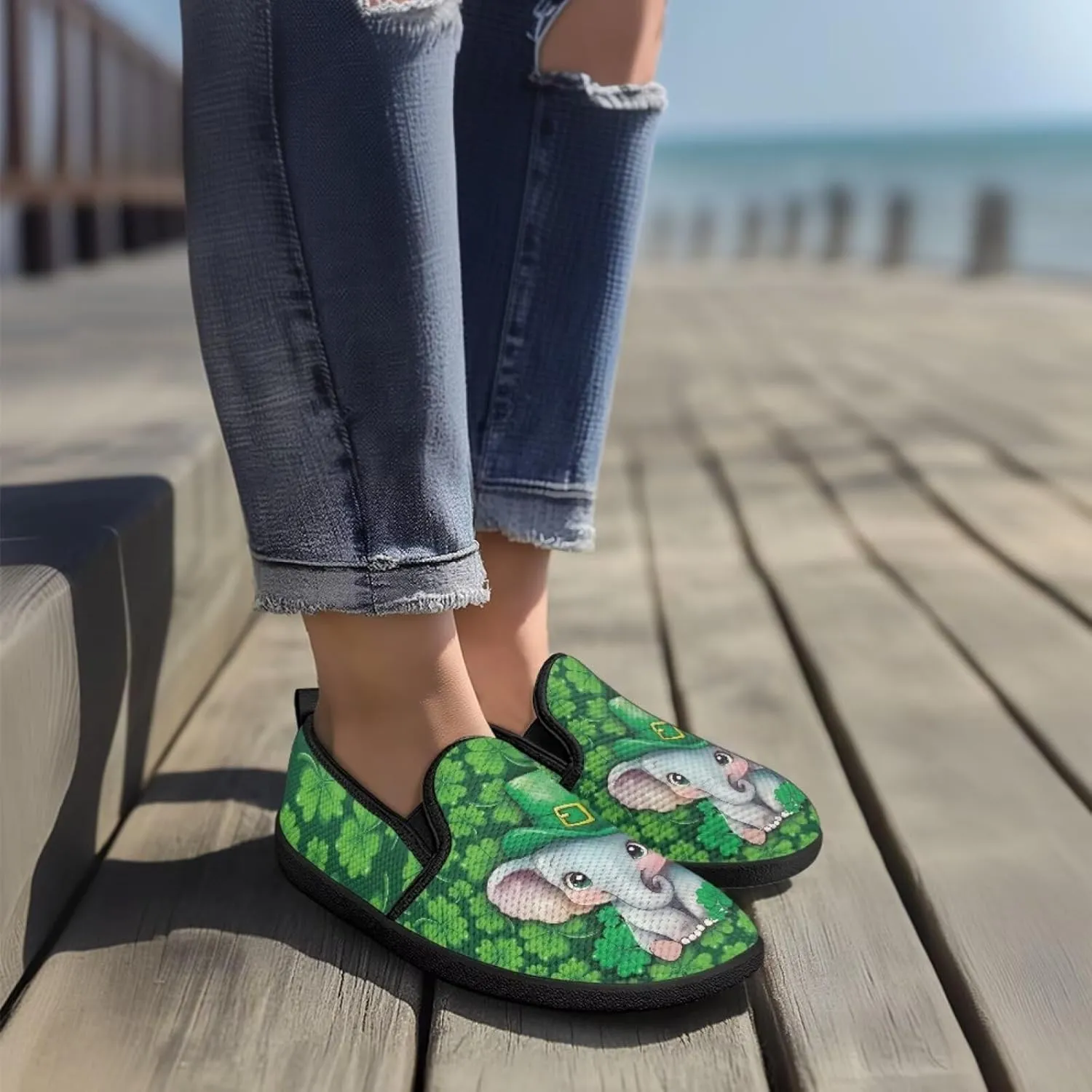 Holiday Dress Walking Shoes Comfy Casual Slip On Women Fashion Sneakers Stretch Mesh Quick - Fit Flat Zero Drops Lightweight Size 5.5-10.5