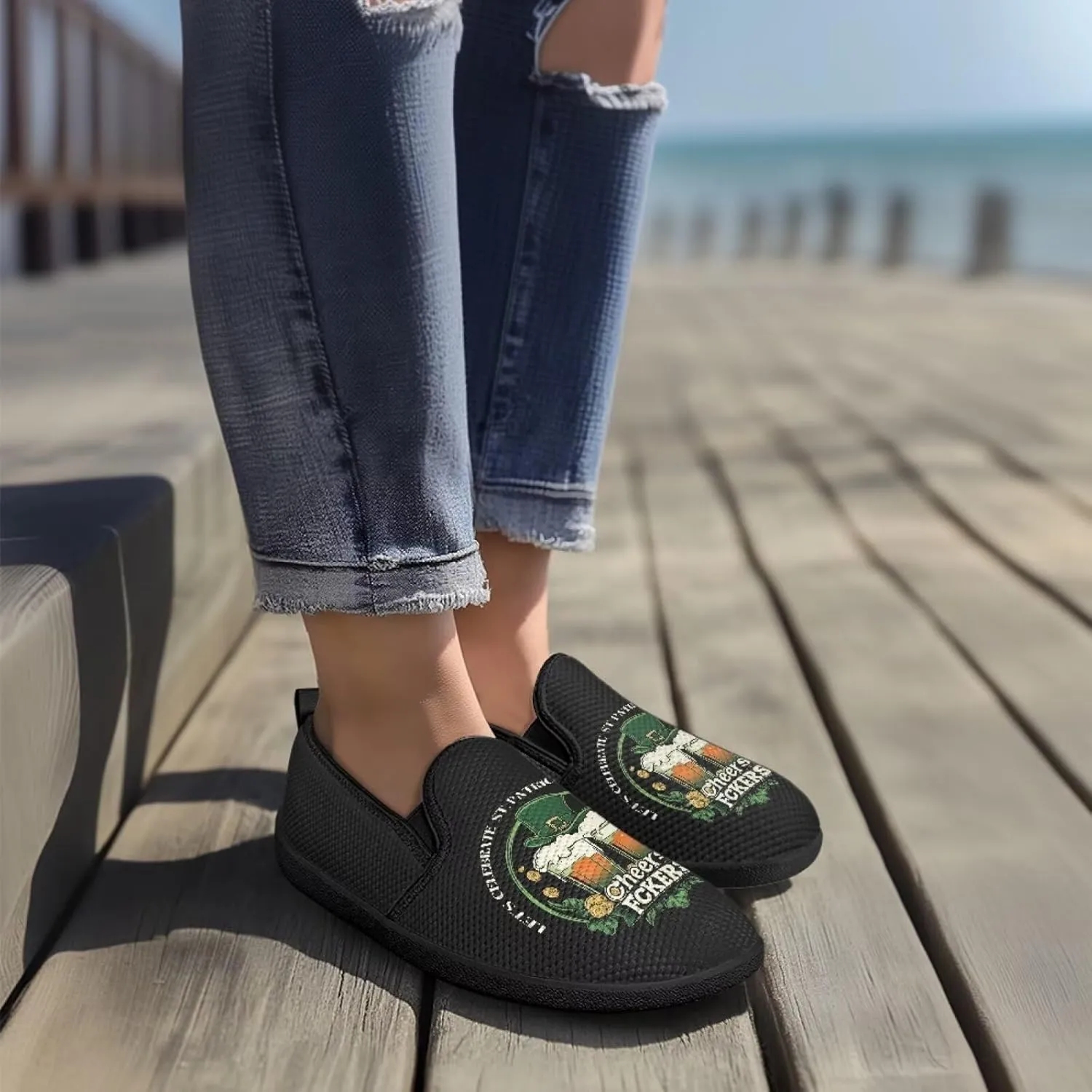 Holiday Dress Walking Shoes Comfy Casual Slip On Women Fashion Sneakers Stretch Mesh Quick - Fit Flat Zero Drops Lightweight Size 5.5-10.5