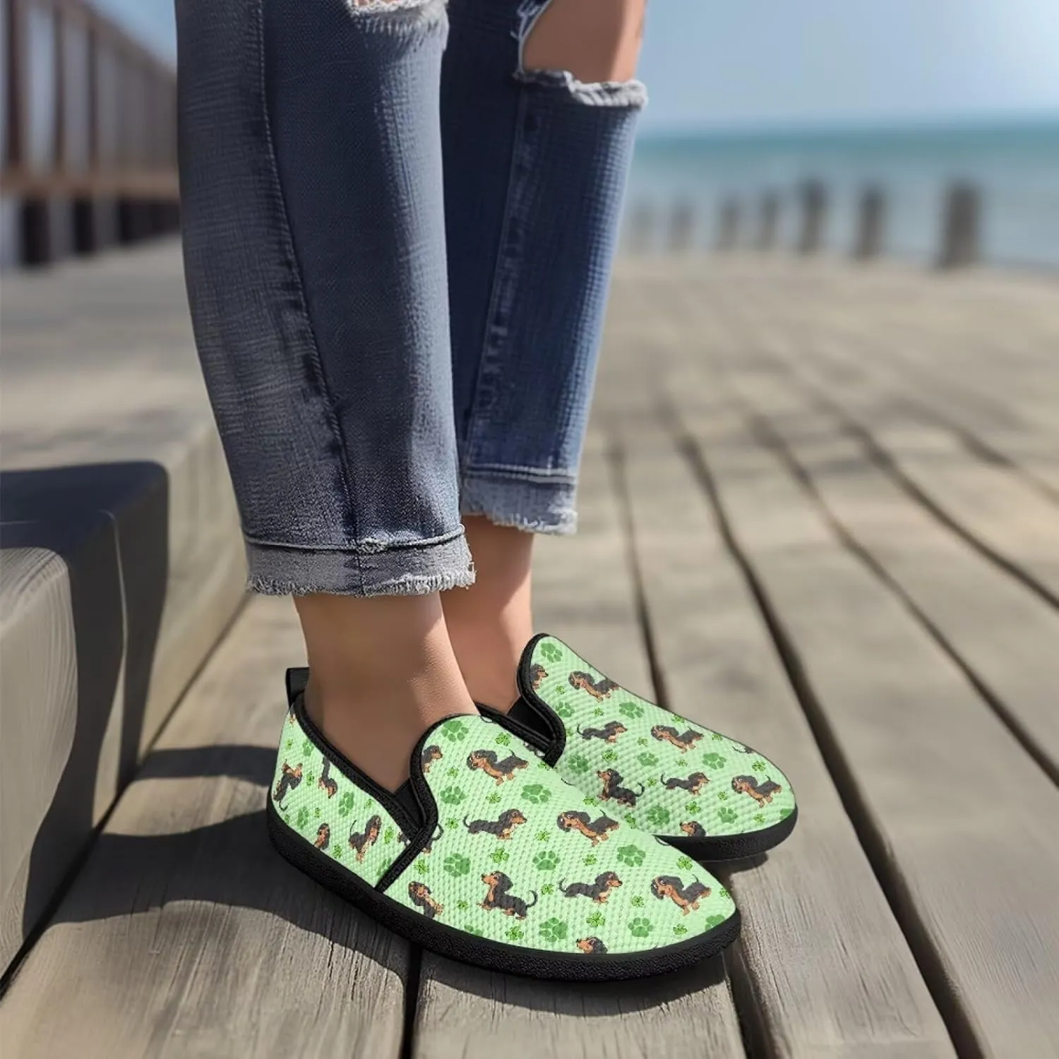 Holiday Dress Walking Shoes Comfy Casual Slip On Women Fashion Sneakers Stretch Mesh Quick - Fit Flat Zero Drops Lightweight Size 5.5-10.5