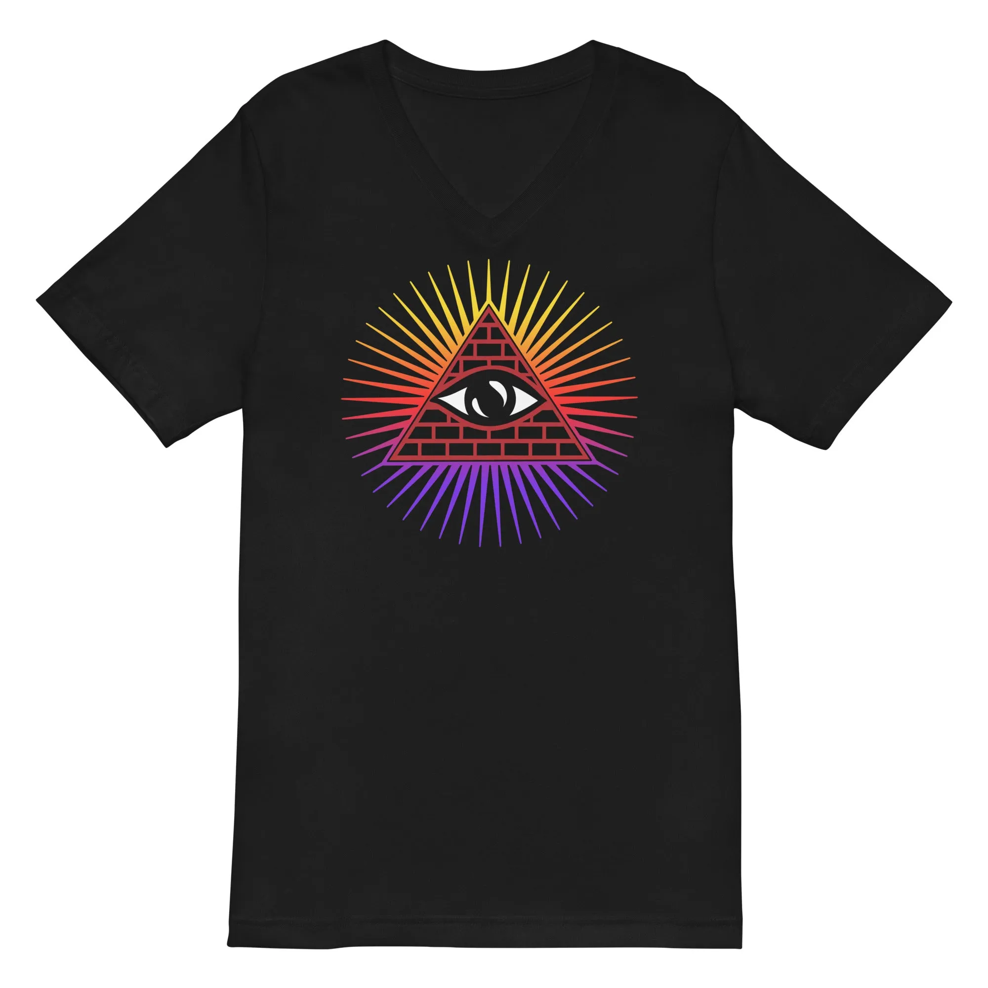 Illuminati All Seeing Psychic Eye Color Aura Women’s Short Sleeve V-Neck T-Shirt