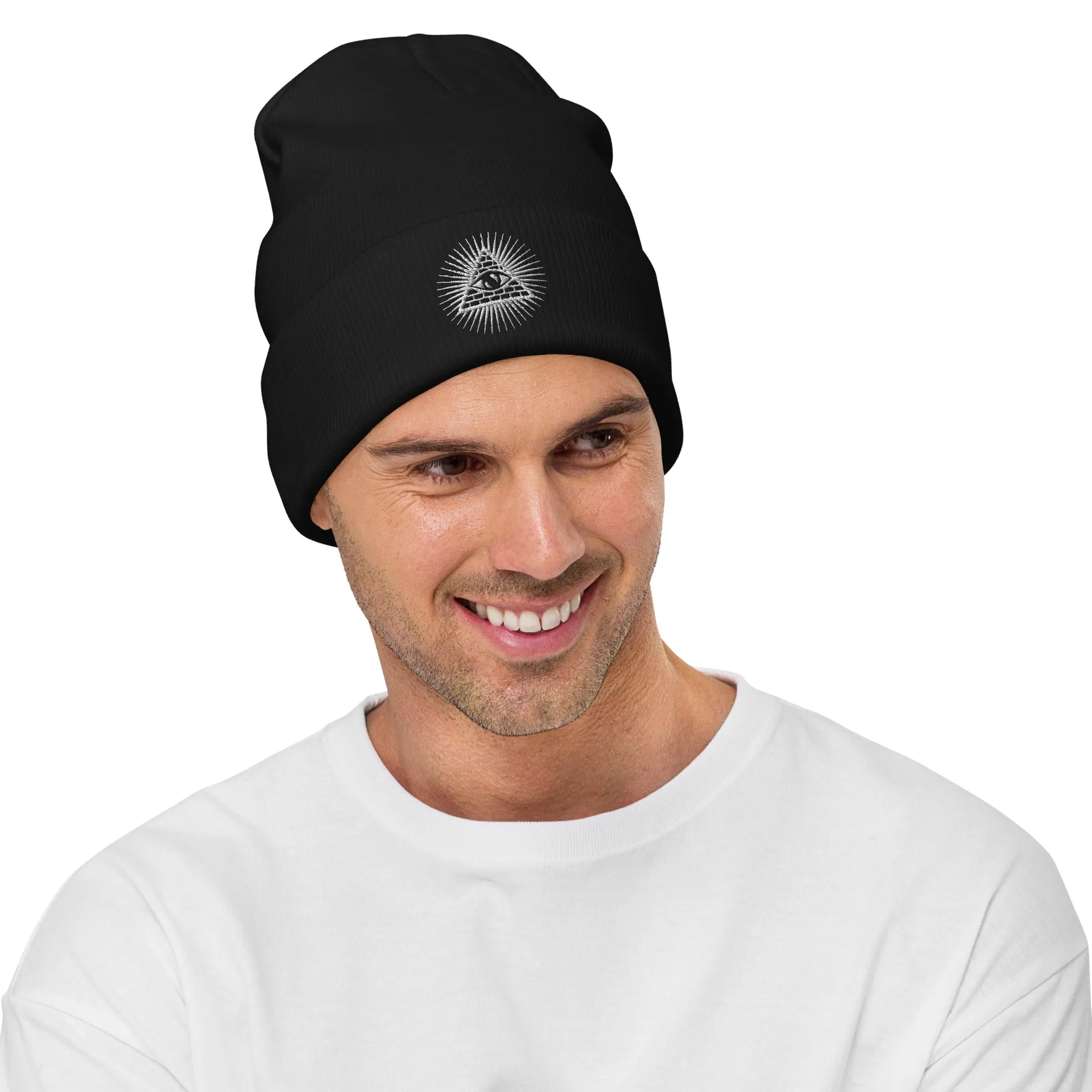 Illuminati All Seeing Psychic Eye Embroidered Cuff Beanie