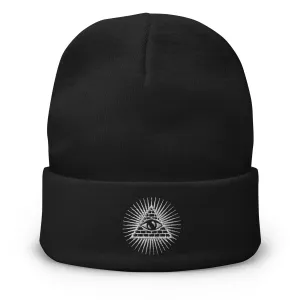 Illuminati All Seeing Psychic Eye Embroidered Cuff Beanie